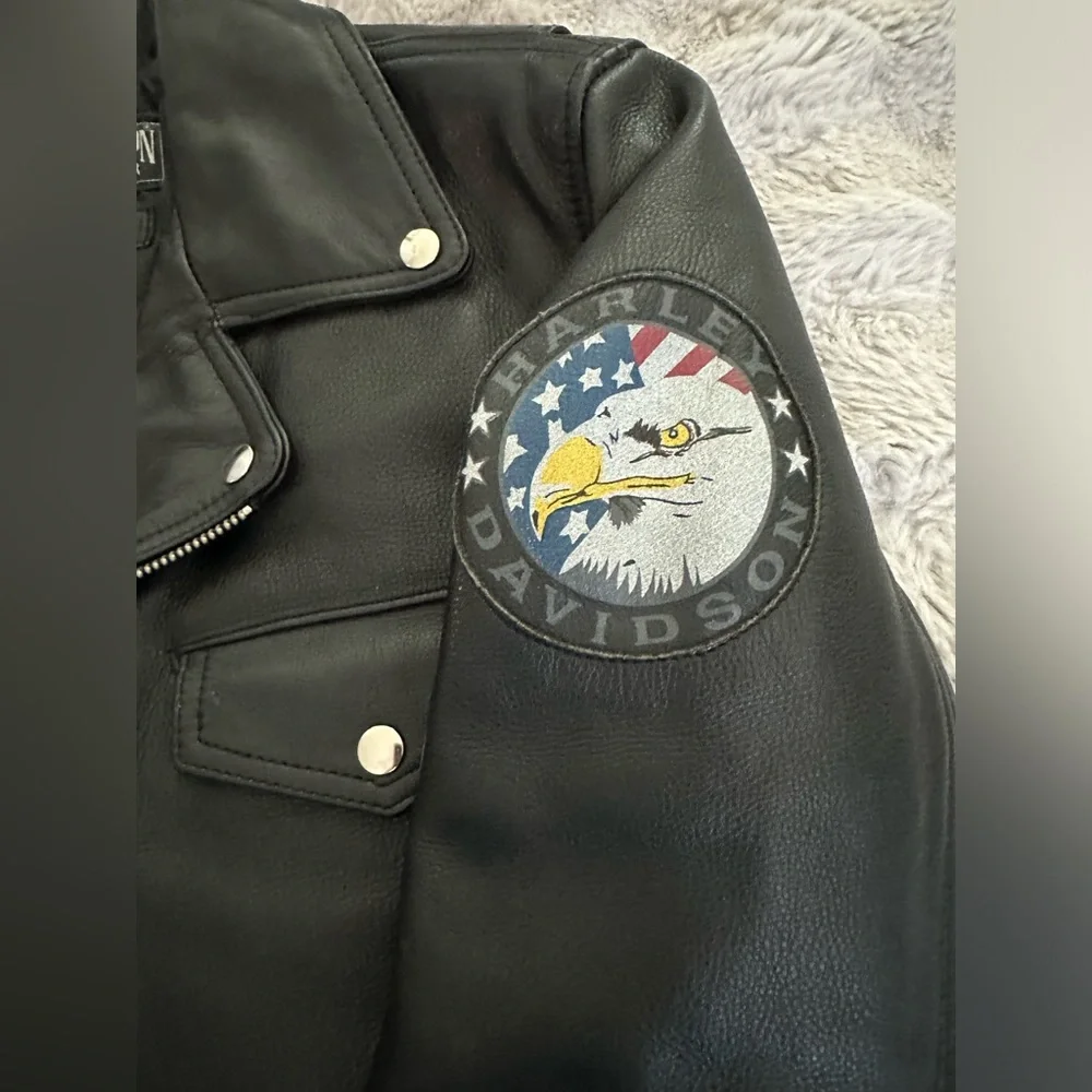 Harley-Davidson USA Made Leather Jacket Eagle Graphic Sturgis 44
